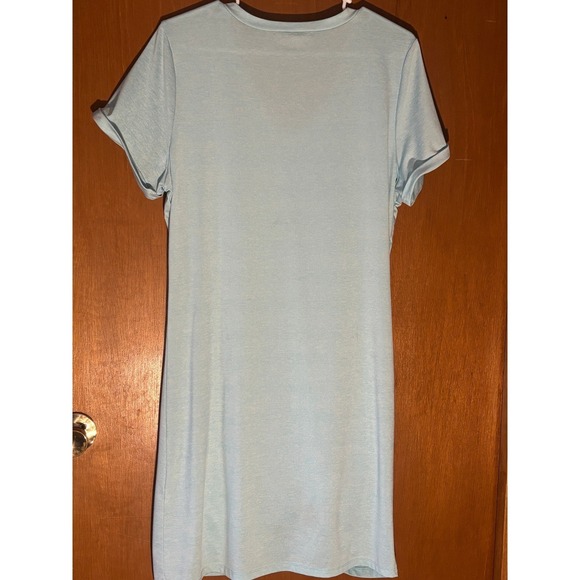 Light Teal Marl V-Neck Short Sleeve Twist Knot Hem T-Shirt Mini Dress Womens - Picture 3 of 5